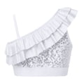 thumbnail image 2 of YONGHS Kids Girls Shiny Sequined Crop Top Jazz Modern Dance Tank Vest Dancewear 6-14 White 12, 2 of 7