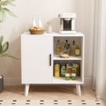 thumbnail image 4 of Sideboard Buffet Kitchen Storage Cabinet, Accent Cabinet with Solid Wood Feet for Decorated Doors, Dining Room, Hallway, Cupboard Console Table, Liquor / Accent Cabinet (White), 4 of 21