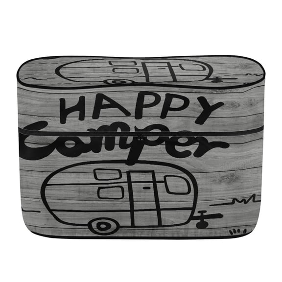 Uourmeti Happy Camper Print RV Propane Tank Cover, Front Zipper Polyester Camper Propane Tank Cover for Travel Camping, Protects RV Dual Propane Tank Cover