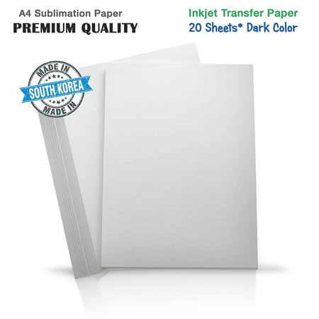 A4 Premium Inkjet Heat Transfer Paper for (!Dark Fabrics!), Pure Cotton, Polyster Ricoh, Epson, SawGrass Printers (20