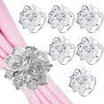 thumbnail image 2 of Flower Napkin Rings Set 6Pcs Buckle Durable Hollow Out Flower Metal Napkin Rings Holder Floral Rhinestone for Wedding Party Table Decor Silver, 2 of 11