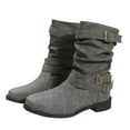 thumbnail image 6 of eileial Women's Wide Width Ankle Boots, Flat Heel Short Boots Side Zipper Slouchy Booties,Gray 7, 6 of 6