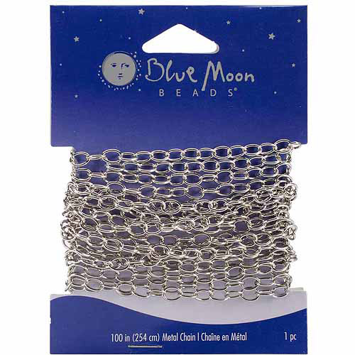 Blue Moon Beads BM61136 Blue Moon Medium Wide Cable Chain 100" Silver