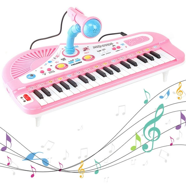 Kids Keyboard Piano Simulated 37-Key Music Keyboard Musical Toy with Microphone
