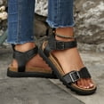 thumbnail image 4 of Rokment Womens Orthopedic Cork Footbed Walking Sandals Comfortable Leather Buckle Fisherman Dress Sandals Platform Flat Low Heels Beach Summer Footwear Black Size 6, 4 of 7