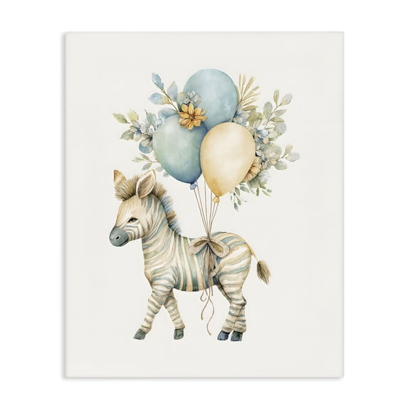 Stupell Industries Eclectic Watercolor Nursery Zebra Canvas Art, 16 x 20, by LSR Design Studio
