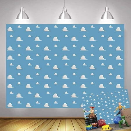 Image of 7x5ft It s a Boy Story Themed Birthday Party Photography Backdrops Blue White Clouds Baby Photo