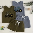 thumbnail image 6 of WUANDIXFA Toddler Baby Boy Summer Clothes Embroiderey Waffle Knit Tank Top + Casual Shorts Cute Clothing Set,Dark Green,18-24 Months, 6 of 6