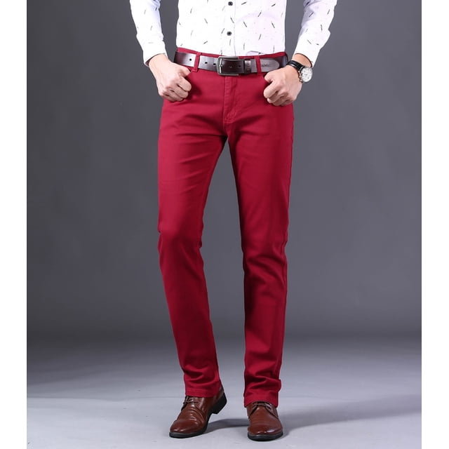 REDHOTYPE Jean Classique pour Homme Affaires Décontracté Droit Denim Extensible Pantalon