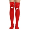 thumbnail image 2 of Tiqkatyck Compression Socks Clearance, Christmas Bow Hairball Thigh High Long Stockings Over Knee Socks Christmas Cosplay Party Costumes Socks Knee High Long Striped Stocking Warm Socks A One Size, 2 of 6