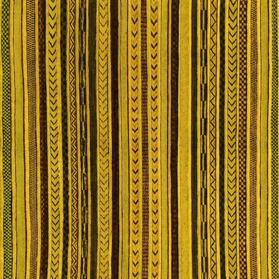 Ahgly Company Indoor Square Abstract Yellow Modern Area Rugs, 8' Square