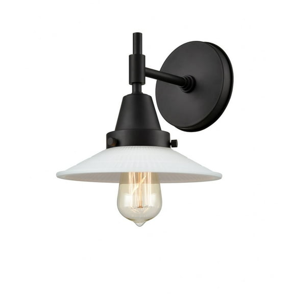 447-1W-BK-G1-Innovations Lighting-Halophane - 1 Light Wall Sconce-7.25 Inches Tall and 9 Inches Wide-Matte Black Finish-Matte White Halophane Glass