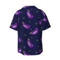 thumbnail image 4 of Balery Eggplant Men's Casual Button Down Shirt Short Sleeve Textured Summer Cuban Beach Shirts-Large, 4 of 7