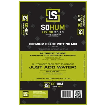 SOHUM Premium Potting Mix, Organic All-in-one Fertilizer, Soil Conditioner with Worm Castings. High Times Award Winner. For the Entire Life Cycle of the Plant from Planting to Harvest. Just Add