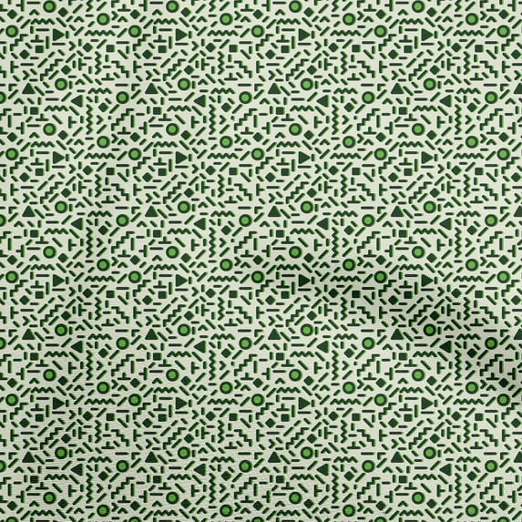 oneOone Cotton Cambric Green Fabric Geometric Diy Clothing Quilting Fabric Print Fabric By Yard 56 Inch Wide