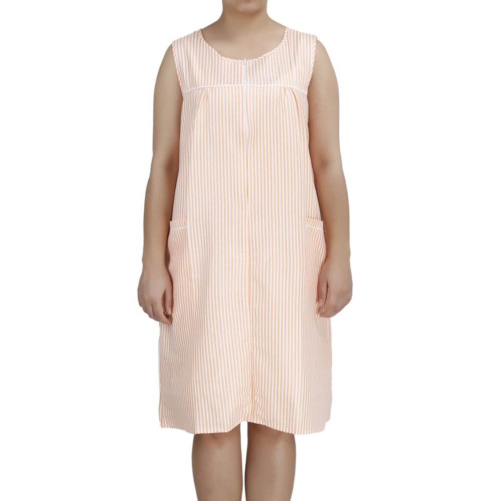 EZI Women's ZipUp Sleeveless Cotton House Dress by EZI