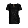 thumbnail image 6 of Oplxuo Sparkle Sequins Blouses for Women Summer V Neck Wrap Party Shirts Short Sleeve Dressy Business Casual Tops, 6 of 7