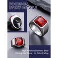 thumbnail image 6 of Bandmax Gemstone Birthstone Rings for Men Women Stainless Steel Cubic Zirconia Signet Ring with Ruby Bands for Men Dad Father's Day, 6 of 7