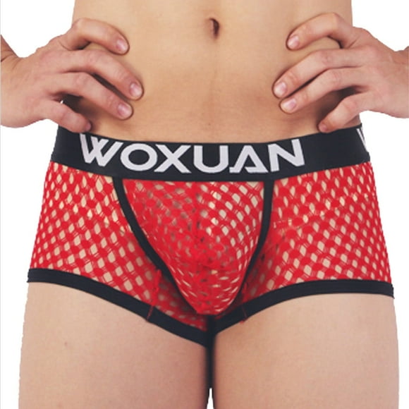 MSJUHEG Mens Underwear Boxers For Men Men Lows Waist U Convex Wire Imitation Briefs Net Hole Underpants Underwear Mens Underwear Boxer Briefs Red L