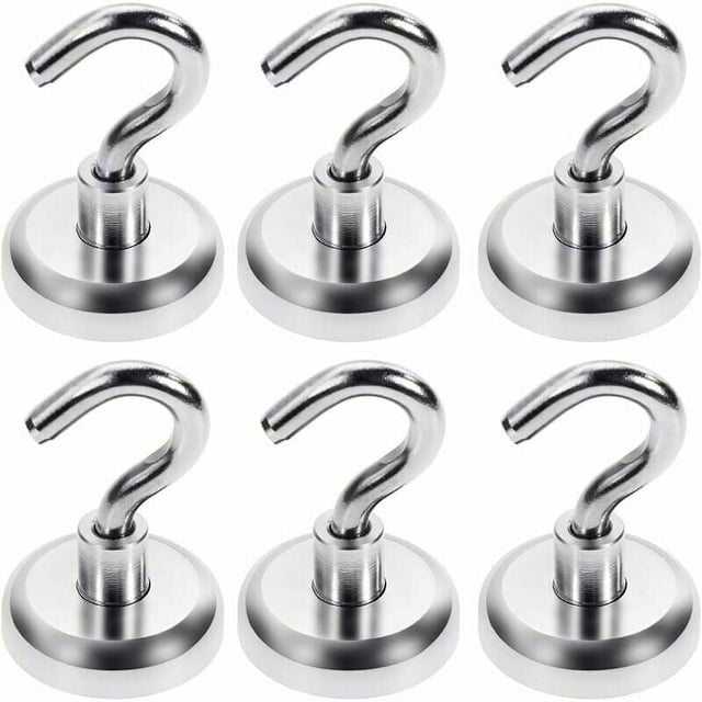 Heavy Duty Hooks For Model Making, Neodymium Hooks 34Kg Pulling Force, Strong Magnetic Hooks With High Quality For Bulletin Boards And Various Uses, Easy Assembly Without Drilling, 6 Pieces