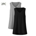 thumbnail image 4 of Htigea 2 Pack Tank Tops for Women Summer V Neck T Shirts Trendy Sleeveless Basic Tee Loose Fit 2025 Fashion Today Sales Black,M, 4 of 5