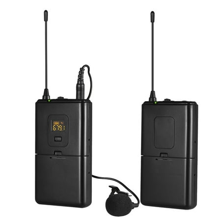 Professional UHF Wireless Microphone System Transmitter & Receivers Set 16-Channels with Lavalier Lapel Microphone Compatible with DSLR Cameras Smartphones Camcorders Ideal for Video Recording (Best Lapel Mic For Dslr)