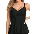thumbnail image 1 of Charmo Wrapped V Neck Swimsuit Tops for Womens Flowy Tankini Tops Padded Bathing Suit Tops(No Bottoms）, 1 of 4