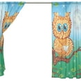 thumbnail image 3 of Coolnut Owl Drink Coffee Sheer Gauze Door Curtain Window Curtain Drapes for Living Room Kids Bedroom Window Treatment Decor W55 x L84 In 2 Panels, 3 of 3