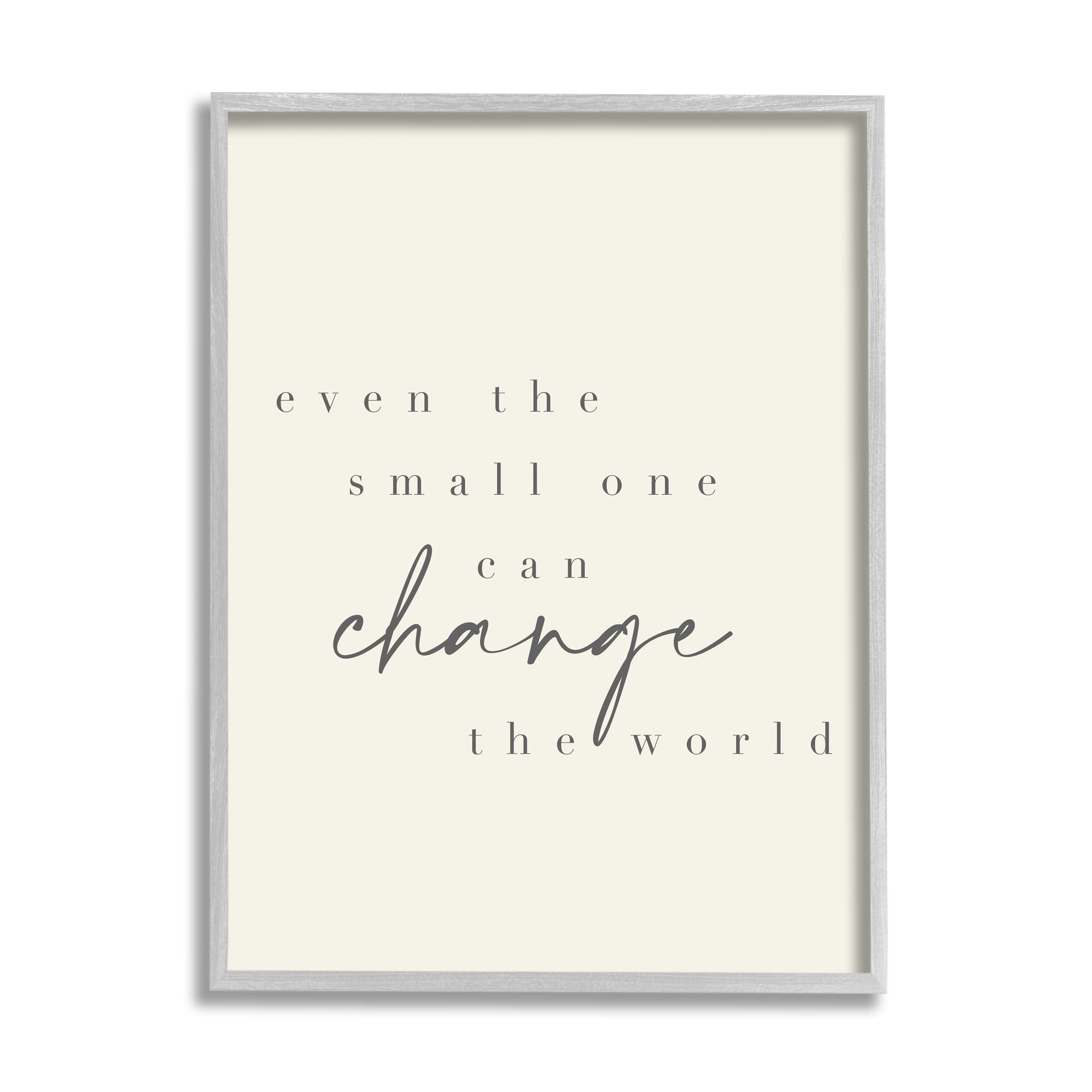 Stupell Industries Change The World Uplifting Nursery Kids Quote Graphic Art Gray Framed Art Print Wall Art, Design by Daphne Polselli