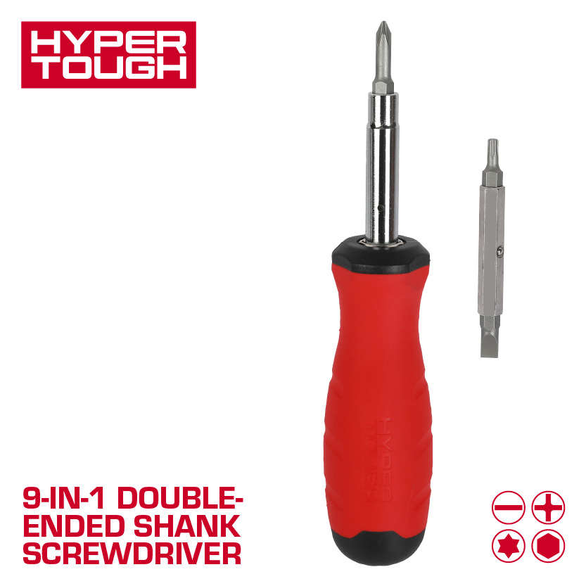 Hyper Tough 9-in-1 Screwdriver with Dual Material Tri-Oval Comfort Grips