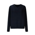 thumbnail image 4 of Lenpel Fall Sweaters for Women Trendy V Neck Long Sleeve Solid Knitted Pullover Tops Loose Casual Blouses, 4 of 6