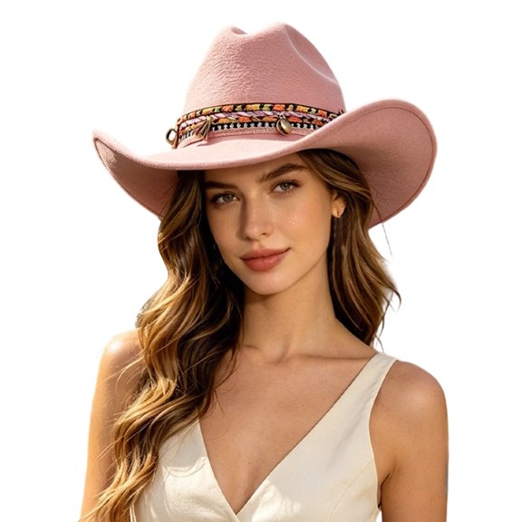 Sun Hats for Women Beach Western Cowboy Hat with Wide Brim Style Party Winter Autumn Jazz Cap