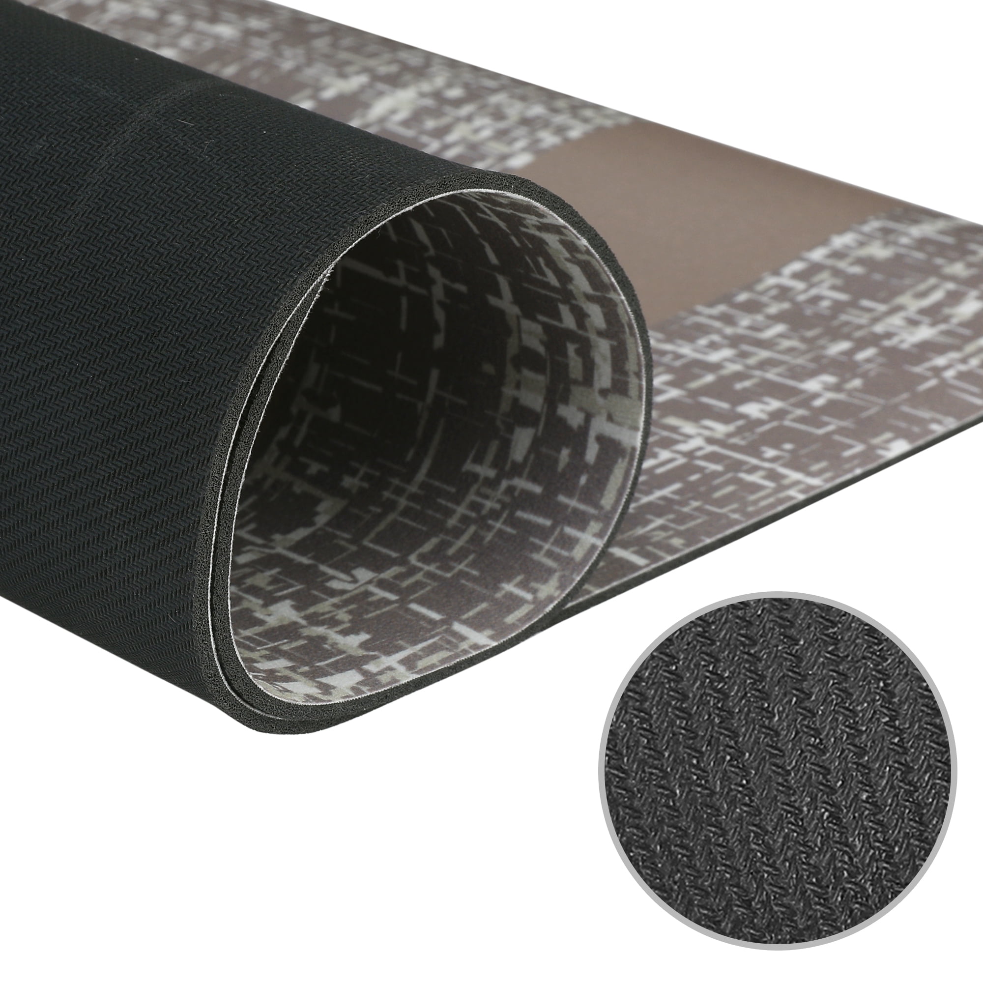 Unique Bargains Letter Pattern Kitchen Mat Waterproof Anti Slip Kitchen Rug Standing Mats Brown 18" x 28"