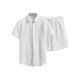 thumbnail image 1 of Pajama para Hombres Conjunto Suelto de Manga Corta de Dos Piezas con Solapa, Tejido de Punto de Poliéster Suave, Comodidad de Toda la Temporada para los Hombres, Ropa de Salón Casual, 1 of 7