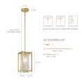 thumbnail image 3 of LMQNINE Modern Gold Crystal Pendant Light for Kitchen Island,Adjustable Square Chandelier for Dining Room,Bedroom,1-Light, 3 of 12