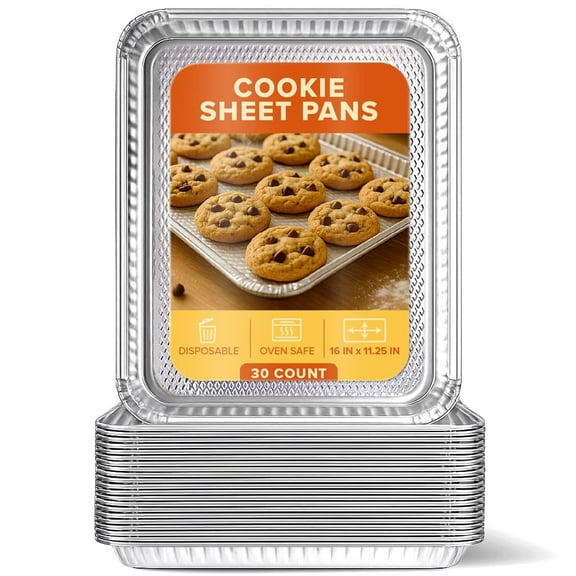 Stock Your Home Aluminum Pans Cookie Sheet Baking Pans (30 Pack) Disposable Foil Trays - Reusable and Durable Nonstick Baking Sheets – Cookie Sheet Pans