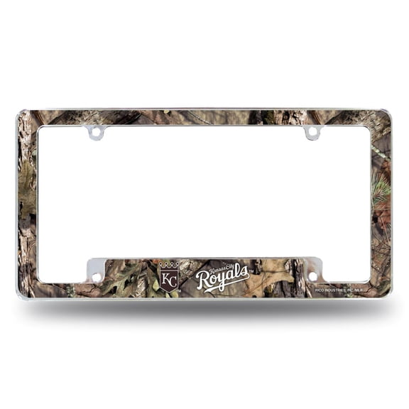 Kansas City Baseball Royals Chrome Metal License Plate Frame Camouflaged Camo Design