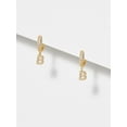 thumbnail image 3 of Forever Facets Initial Letter "N" CZ Hoop Earrings in 18K Gold over Sterling Silver, 3 of 5