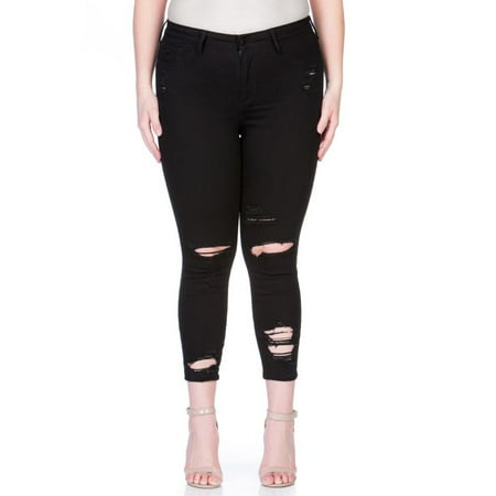 Cello Juniors' Plus Size Destructed Skinny Jean with Ankle Destroy