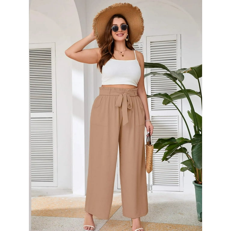 SHOWMALL Womens Plus Size Pants High Waisted Palazzo Pants