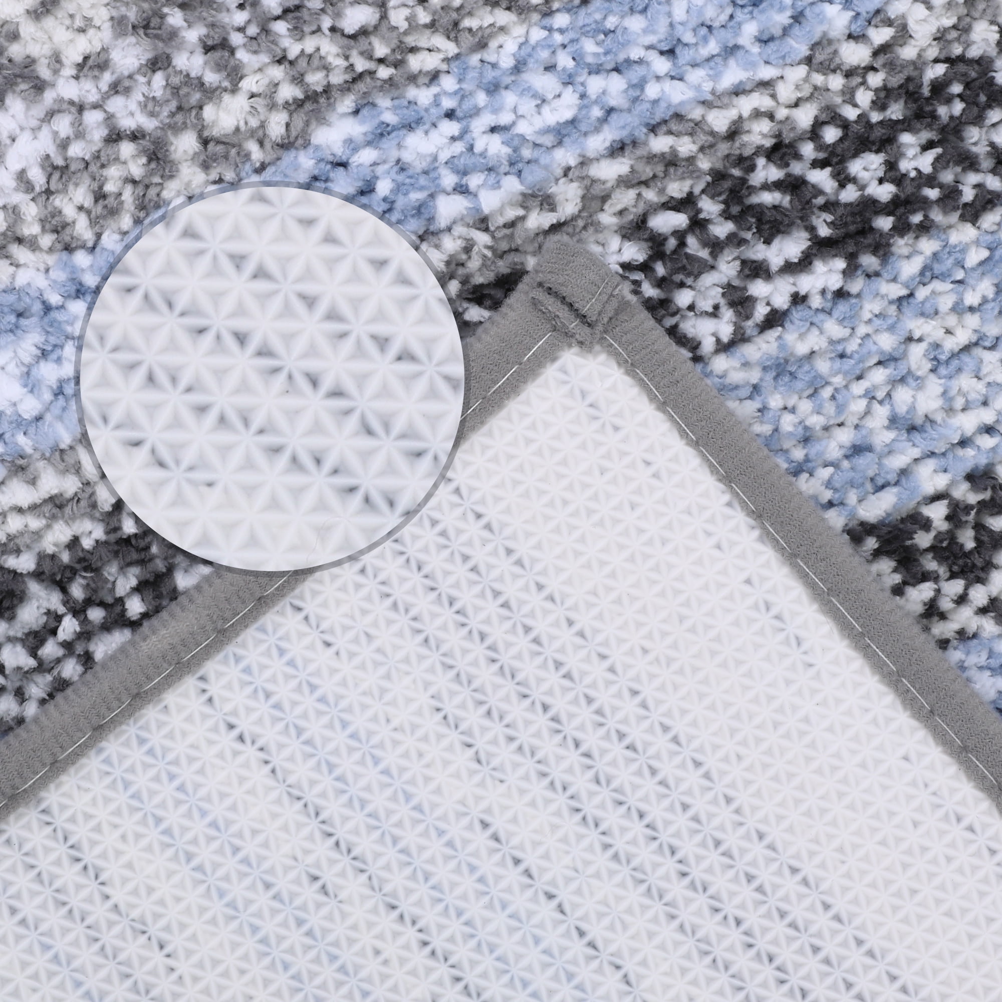 Unique Bargains Striped Bathroom Mat Soft Non-Slip Quick Dry Bath Rugs Grey 20" x 32"