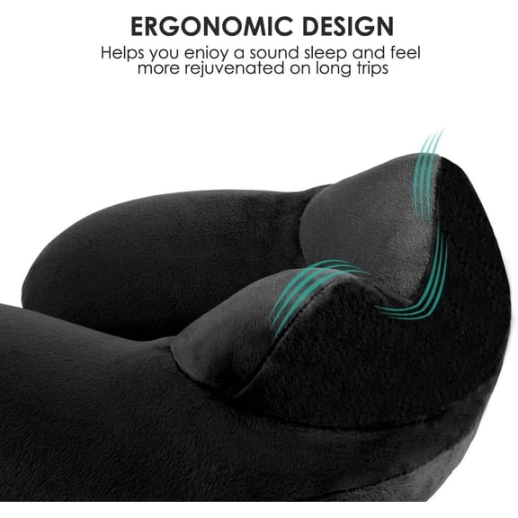 Inflatable Travel Pillow, Soft Velvet Inflatable Neck Pillow for Traveling, Airplanes, Train, Car, Office with Compact Bag, Breathable Washable Cover, Suit for Adults Sleeping - Black