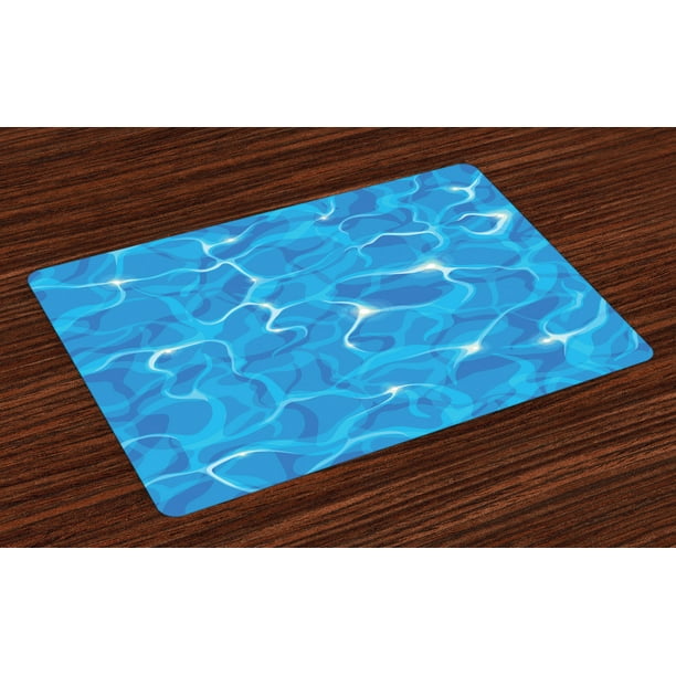 Aqua Placemats Set of 4 Realistic Vivid Illustration of Water Texture