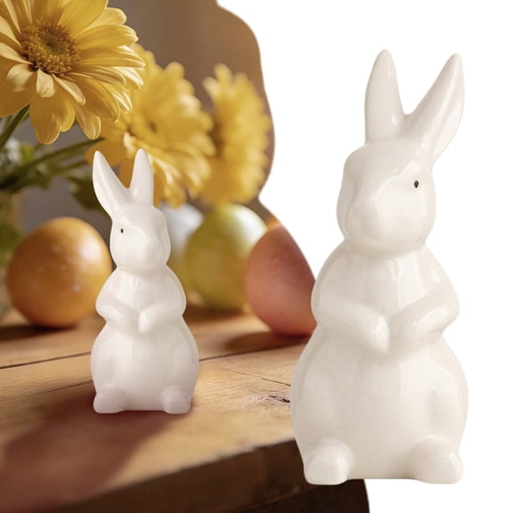 Easter Bunny Ceramic Ornament Set Minimalist Rabbit Figurine for Modern Home Desktop Festive Atmosphere Spring Tabletop Decor