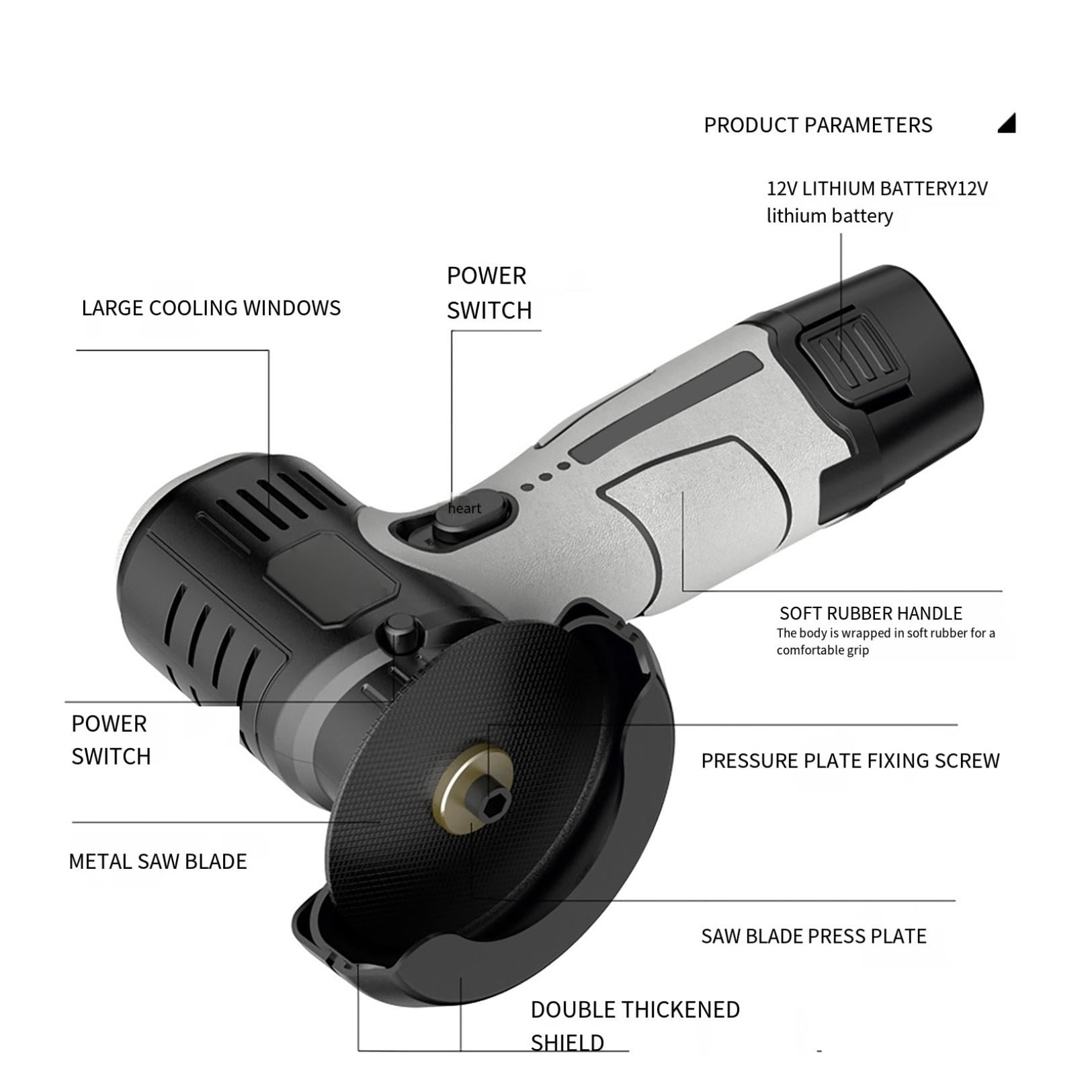 Mupvlun 12V Mini Rechargeable Cordless Angle Grinder Grinding Tool Polishing Machine For Cutting Diamond Power Tools