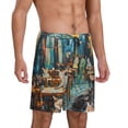 thumbnail image 2 of Sikiie Whimsical Cats Night Cafe Mens Pajama Shorts, Lounge Pant, Men's shorts，Sleep Pj Shorts for Men-Small, 2 of 6