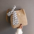 thumbnail image 2 of Buodes Beach Bags For Women Ladies Satchel Bow Pearl Woven Seaside Straw Weaving High Capacity Handbag, 2 of 7