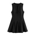 thumbnail image 3 of Sleeveless A Line Mini Dress for Women Summer Tie Front Club Party Bow- Short Zipper Dresses Black XS, 3 of 5