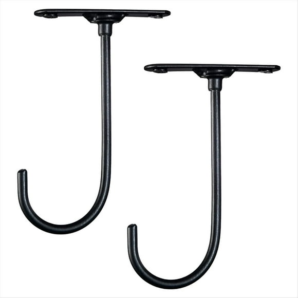 2 Uds. Estante para Llaves Giratorio de 360 Grados Debajo del Gabinete Gancho Tipo Plátano Soporte para Conservación de Frutas Metal Hierro Negro Gancho para