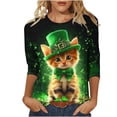 thumbnail image 3 of TaTaai St. Patrick's Day Women's Casual Print Round Neck 3/4 Sleeve T-Shirt Loose Top Gift, 3 of 5